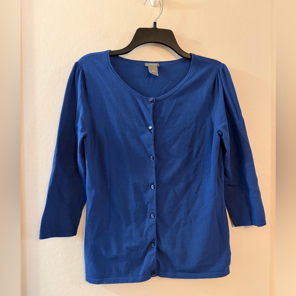 Ann Taylor Royal Blue Button-Front Cardigan